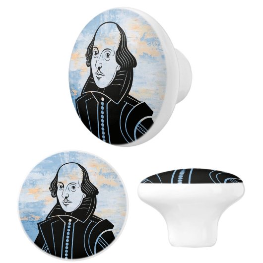 Shakespeare Blue White Gold Watercolor Keramikknauf