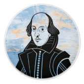 Shakespeare Blue White Gold Watercolor Keramikknauf (Vorderseite)