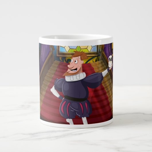 Shakespeare Cartoon Schauspieler. Jumbo-Tasse (Vorderseite)