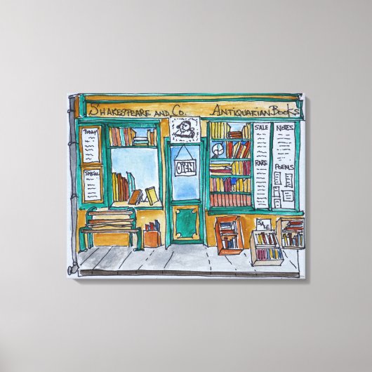 Shakespeare & Co. Buchhandlung | Seine, Paris Leinwanddruck (Vorderseite)