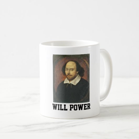 Shakespeare Coffee Mugs, WILL POWER Kaffeetasse (VorderseiteRechts)