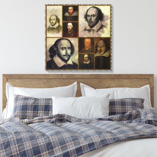 Shakespeare Collage Wrapped Canvas Print Leinwanddruck (Insitu (Schlafzimmer))