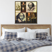 Shakespeare Collage Wrapped Canvas Print Leinwanddruck (Insitu (Schlafzimmer))