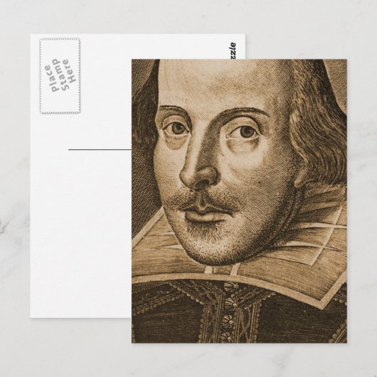 Shakespeare Droeshout Gravings Postkarte (Vorne/Hinten)