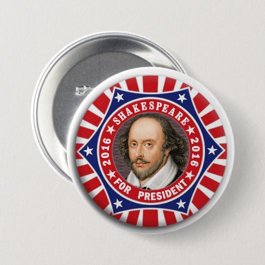 Shakespeare für Präsidenten 2016 Button (Vorne & Hinten)