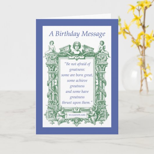 Shakespeare Great Birthday Verzierte französische Karte (Gelbe Blume)