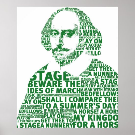Shakespeare grüne Textgestaltung Poster (Vorne)