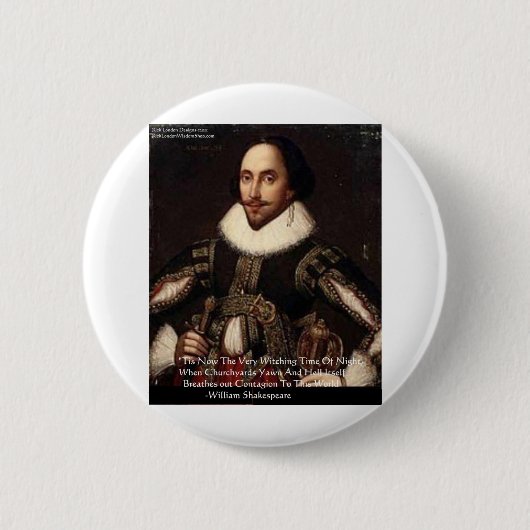 Shakespeare Halloween "Hölle-Ansteckung" Zitatgesc Button (Vorderseite)