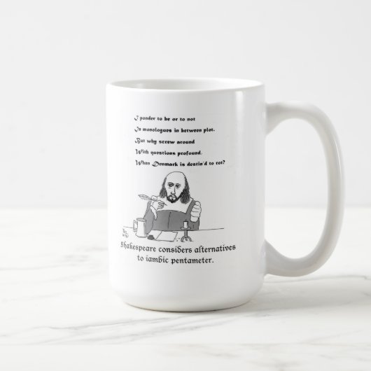 Shakespeare hält den Kalkstein für Kaffeetasse (Rechts)