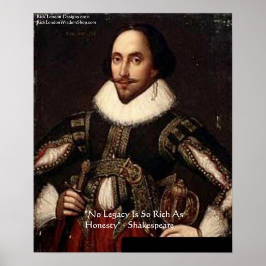 Shakespeare "Honesty Legacy" Zitatposter Poster (Vorne)