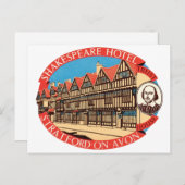 Shakespeare Hotel, Stratford, Avon Luggage Label Postkarte (Vorne/Hinten)
