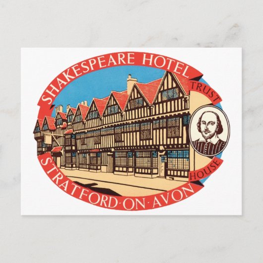 Shakespeare Hotel, Stratford, Avon Luggage Label Postkarte (Vorderseite)