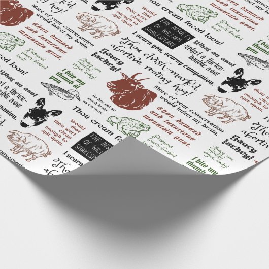 Shakespeare Insult Niedlich Illustriert Sarcastic Geschenkpapier (Ecke)