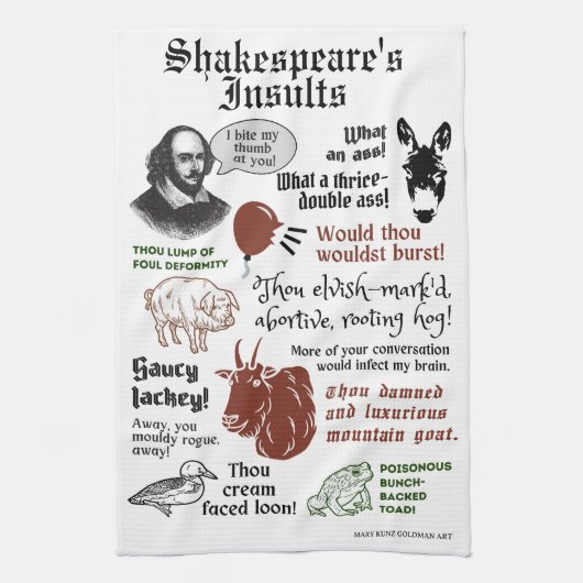 Shakespeare Insults Funny Bookish Theater Fan Geschirrtuch (Vertikal)