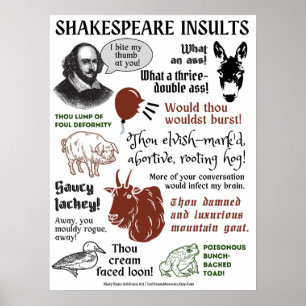 Shakespeare Insults Funny English Literature Zitat Poster