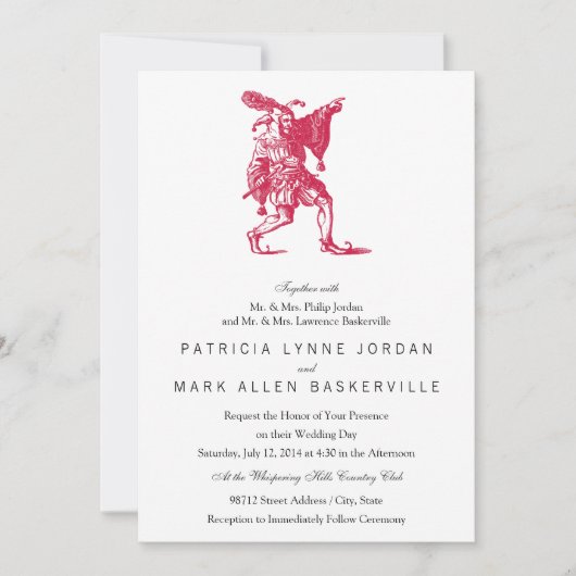 Shakespeare Jester Einladung (Vorderseite)