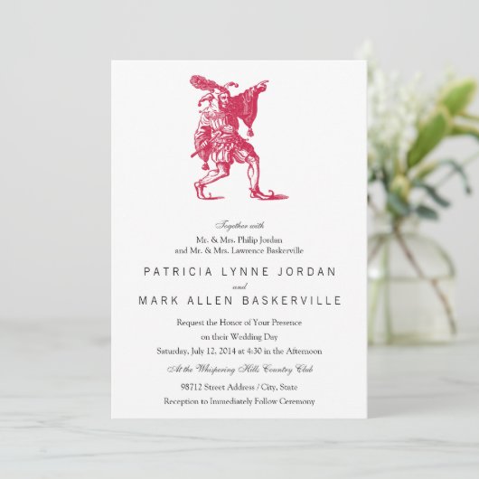 Shakespeare Jester Einladung (Stehend Vorderseite)