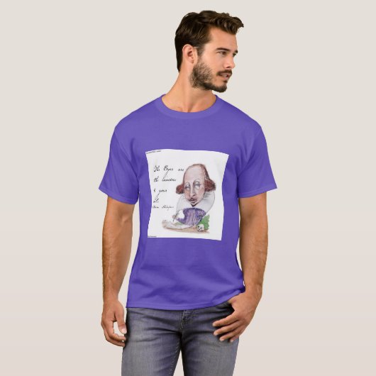 Shakespeare Karikatur & Berühmtes Zitat zum Tempes T-Shirt (Vorne ganz)