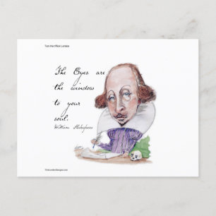 Shakespeare-Karrikatur & Zitat aus Der Sturm  Postkarte