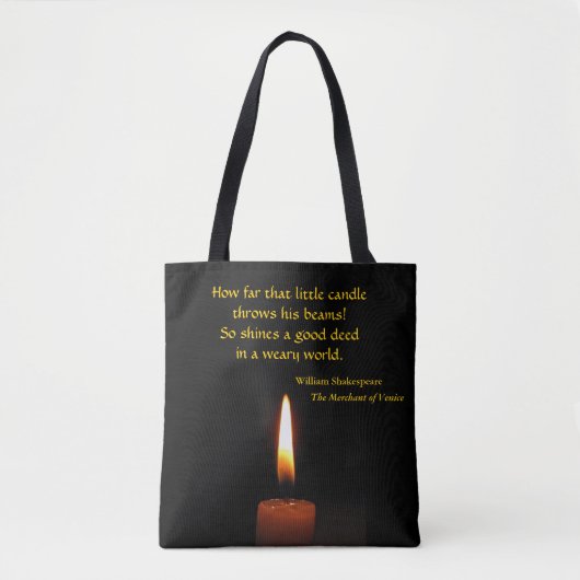 Shakespeare-Kerzen-Flammen-Zitat-Taschen-Tasche Tasche (Vorderseite)