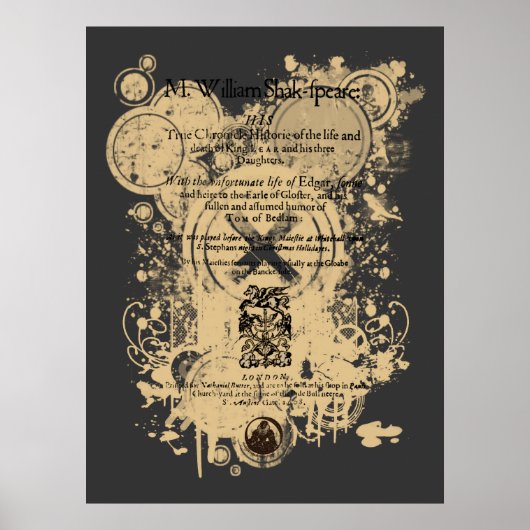 Shakespeare King Lear Quarto Front Piece Poster (Vorne)
