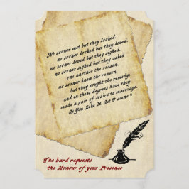 Shakespeare-Liebe-Zitate für Hochzeitsaufenthalte Einladung