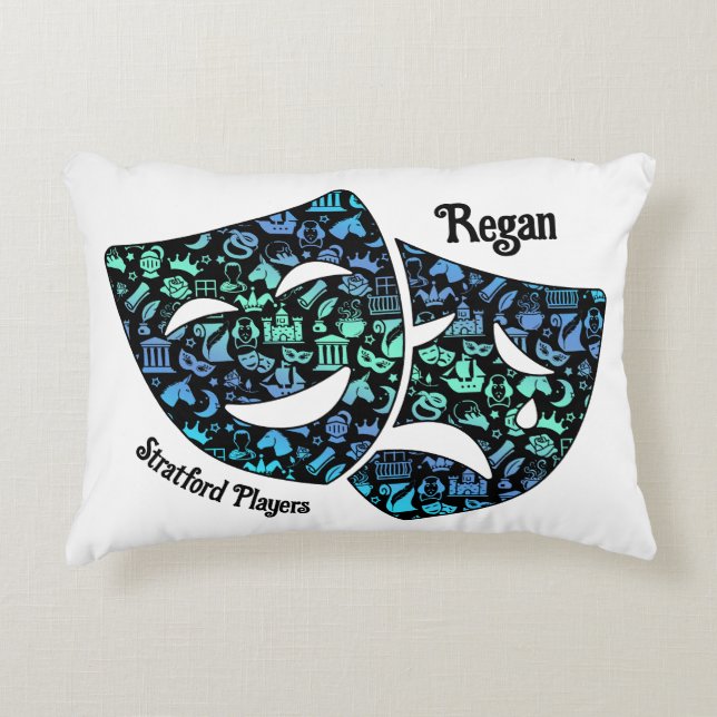 Shakespeare Lover Throw Pillow Blue Green Dekokissen (Vorderseite)