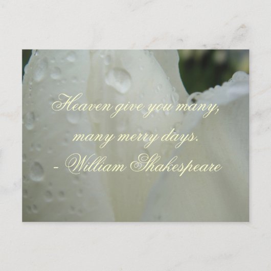 Shakespeare Merry Days Zitat , weiß Feiertagspostkarte (Vorderseite)