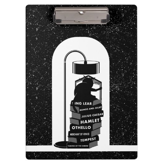Shakespeare Plays für schwarze und weiße Katzen Klemmbrett (Vorderseite)