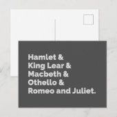 Shakespeare Plays I Postkarte (Vorne/Hinten)