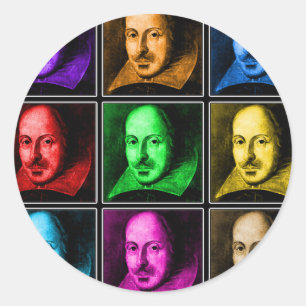 Shakespeare Pop Art Runder Aufkleber
