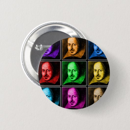 Shakespeare-Pop-Kunst Button (Vorne & Hinten)