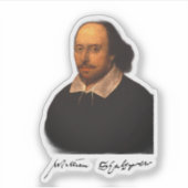 Shakespeare-Portrait und -Unterschrift Aufkleber (Vorderseite)