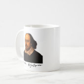 Shakespeare-Portrait und -Unterschrift Kaffeetasse (Vorderseite Links)