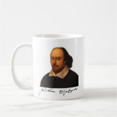 Shakespeare-Portrait und -Unterschrift Kaffeetasse (Links)