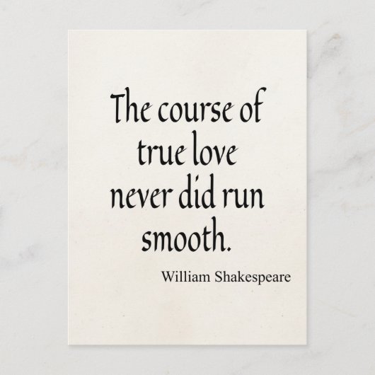 Shakespeare Quote Course of True Love Run Smooth Postkarte (Vorderseite)