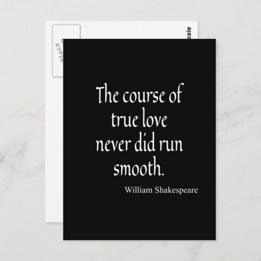 Shakespeare Quote Course of True Love Run Smooth Postkarte (Vorne/Hinten)