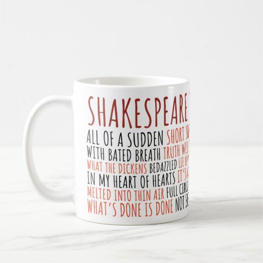 Shakespeare Quotes Funny Literary Bookworm Theater Kaffeetasse (Links)