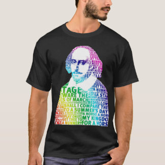 shakespeare rainbow design no white surround backg T-Shirt