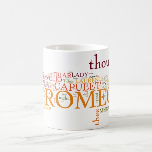 Shakespeare Romeo u. Juliet Wort-Wolke Kaffeetasse (Mittel)