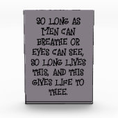 Shakespeare - So lange Männer...... | Fotoblock (Vorderseite)