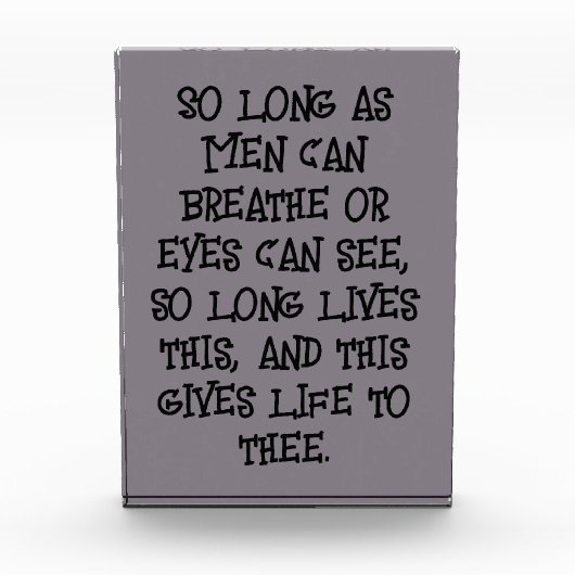 Shakespeare - So lange Männer...... | Fotoblock (Vorderseite)