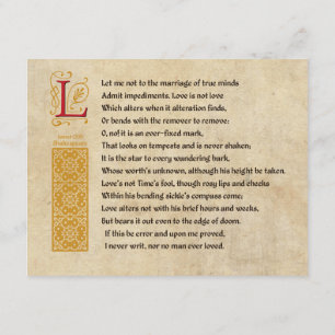 Shakespeare Sonett 116 (CXVI) auf Pergament Einladung
