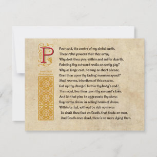 Shakespeare-Sonett 146 (CXLVI) auf Pergament Einladung