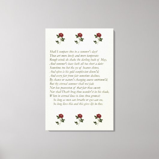 Shakespeare-Sonett # 18 Leinwanddruck (Vorderseite)