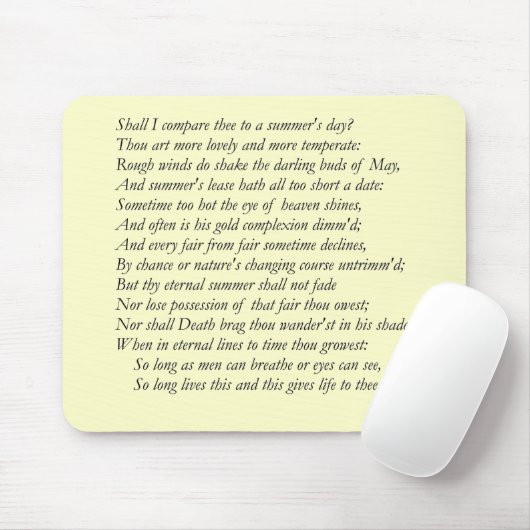 Shakespeare-Sonett # 18 Mousepad (Mit Mouse)