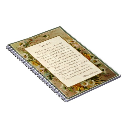 Shakespeare-Sonett 18 Notizblock (Rechte Seite)