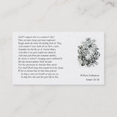 Shakespeare-Sonett # 18 Visitenkarte (Rückseite)