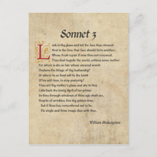 Shakespeare Sonett 3 Pergament Postkarte