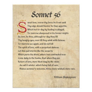 Shakespeare-Sonett 56 Pergament Fotodruck